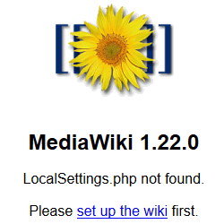 MediaWiki. Instalación. Aviso de ausencia de configuración