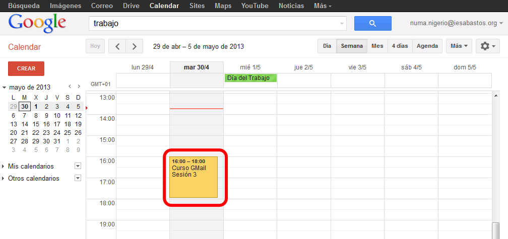 Calendar. Añadir nuevo evento