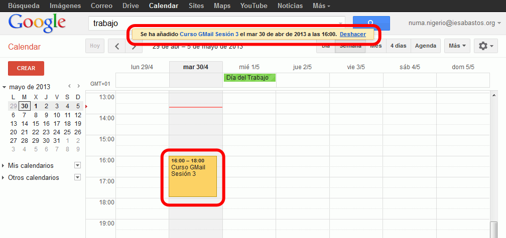 Calendar. Añadir nuevo evento