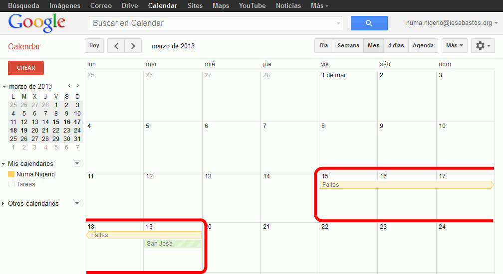 Calendar. Añadir nuevo evento