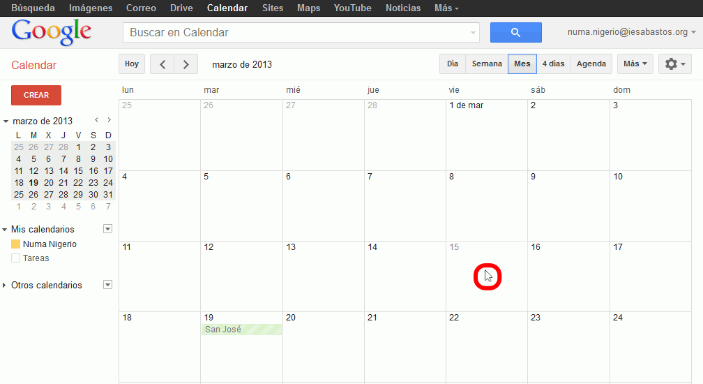 Calendar. Añadir nuevo evento