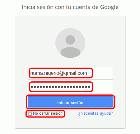 Google. Inicio de sesión