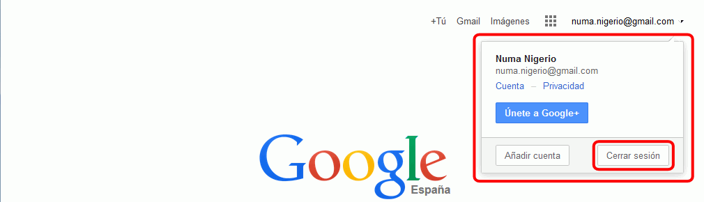 Google Apps. Cerrar sesión