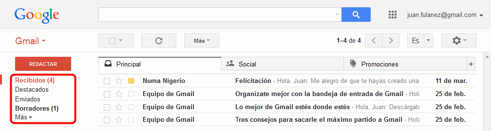 Gmail. Etiquetas