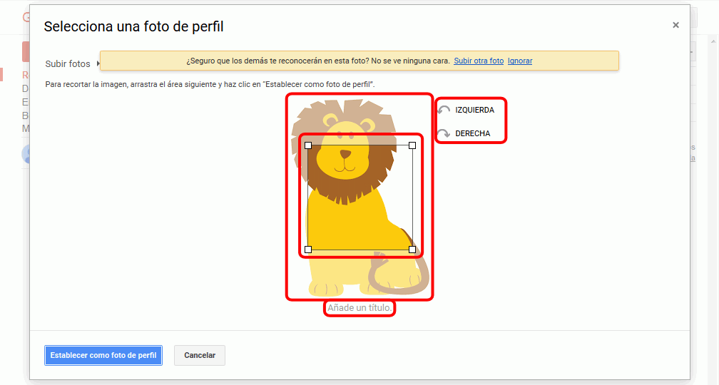 Gmail. Cambiar la foto del usuario