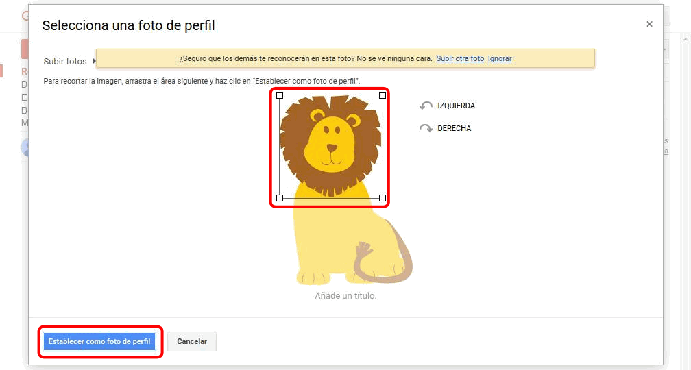 Gmail. Cambiar la foto del usuario