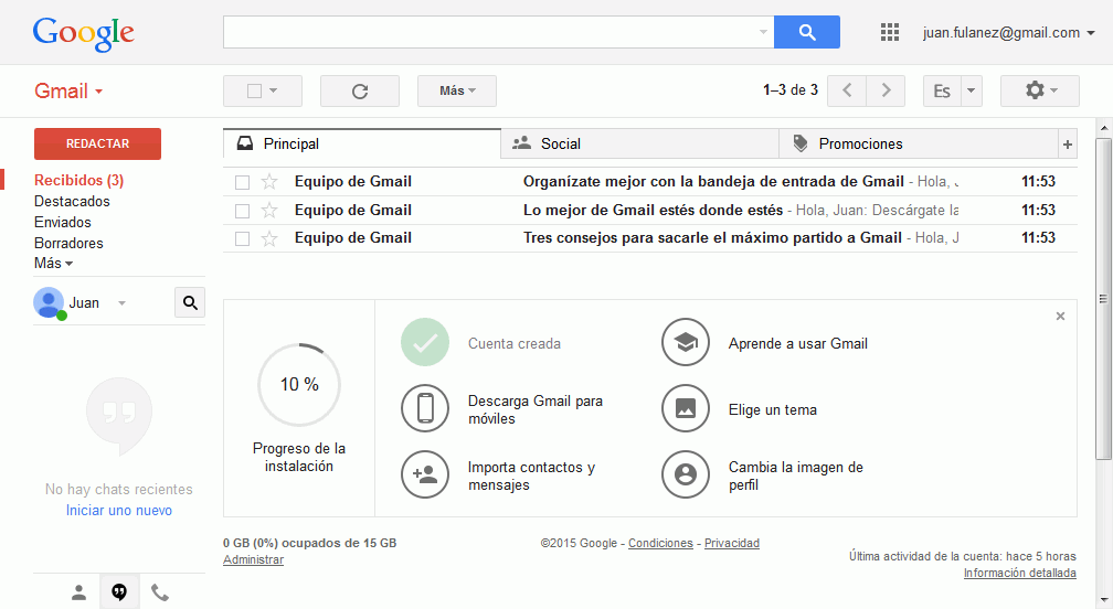 Gmail. Primera vez