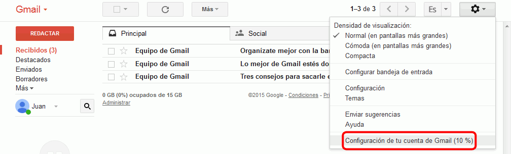 Gmail. Primera vez