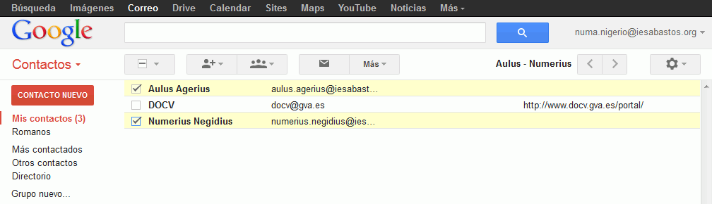 Gmail. Añadir contacto a grupo de contactos