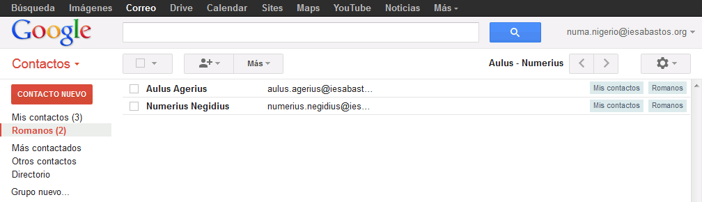 Gmail. Añadir contacto a grupo de contactos