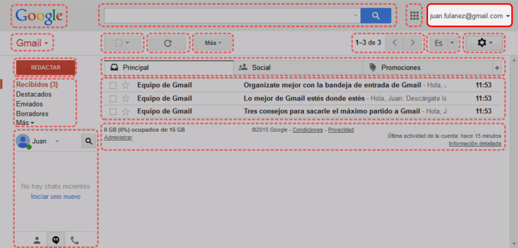 Gmail. Interfaz de usuario