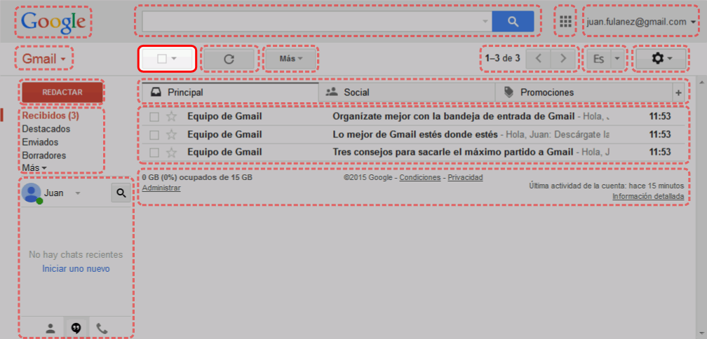 Gmail. Interfaz de usuario