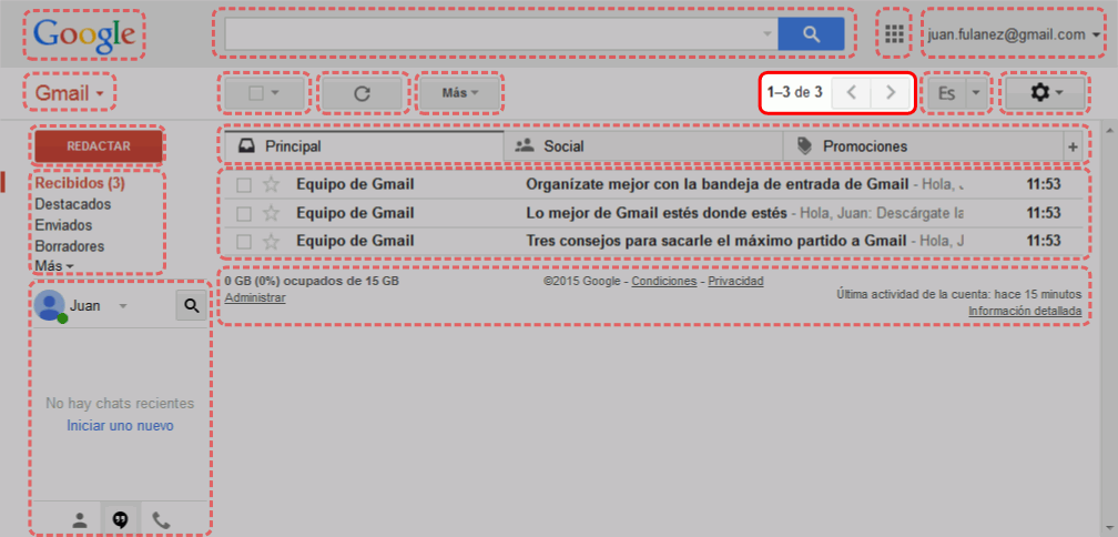 Gmail. Interfaz de usuario