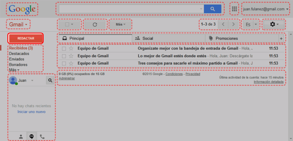 Gmail. Interfaz de usuario