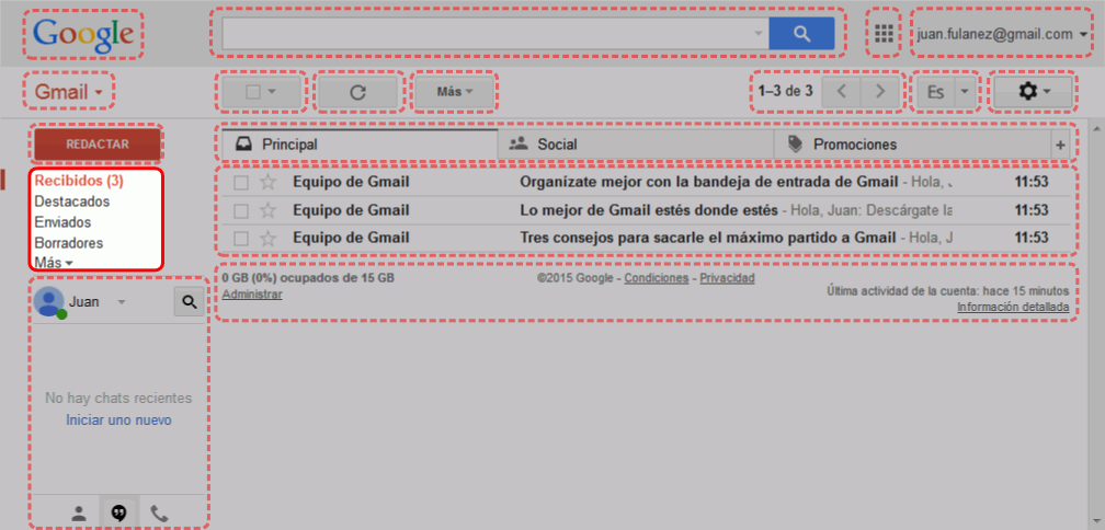 Gmail. Interfaz de usuario