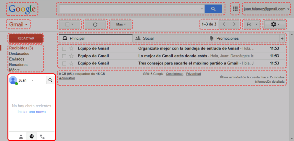 Gmail. Interfaz de usuario