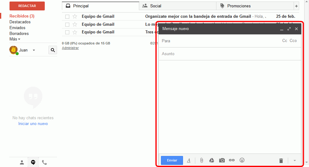 Gmail. Redactar un nuevo correo