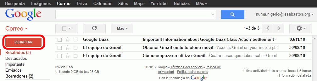 Gmail. Redactar un nuevo correo