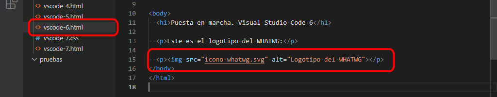 VSC. Atributos width y height en imagen