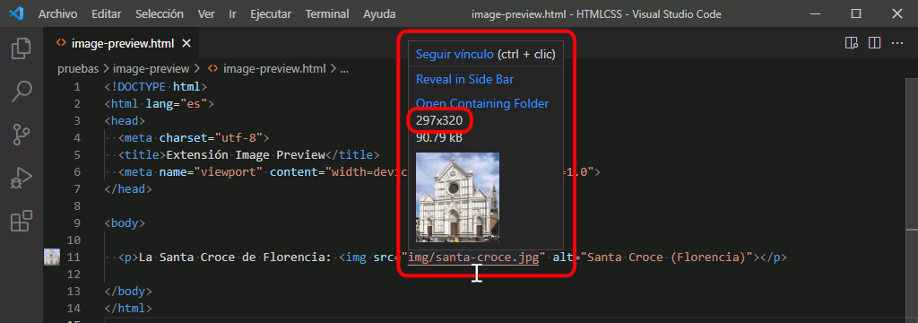 VSC. Extensión Imagen preview