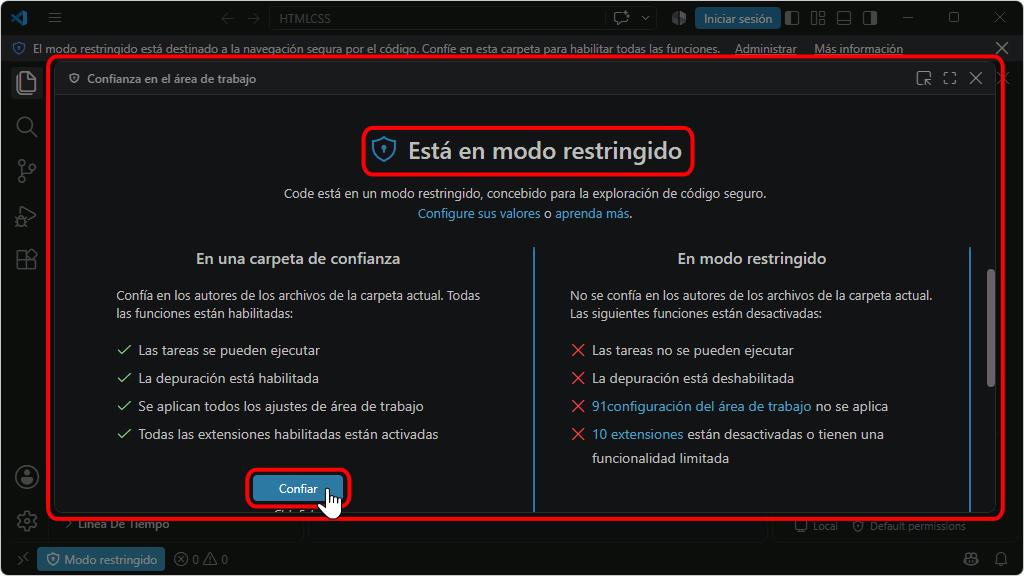 VSC. Área de trabajo