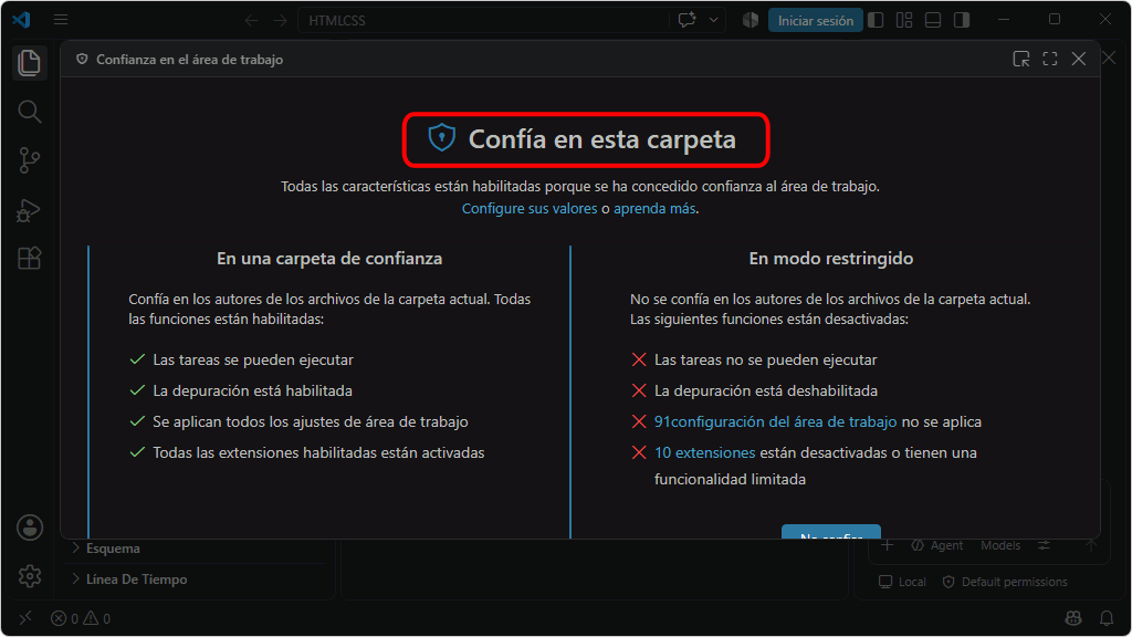 VSC. Área de trabajo
