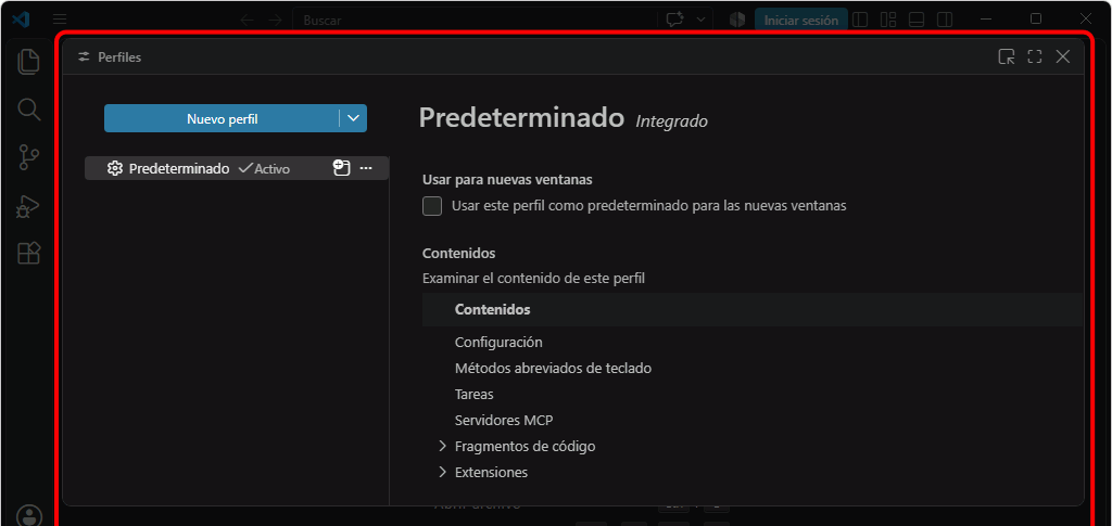 VSC. Importar perfil recomendado