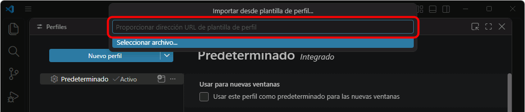 VSC. Importar perfil recomendado