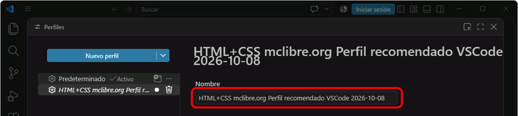 VSC. Importar perfil recomendado