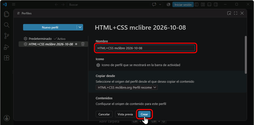 VSC. Importar perfil recomendado