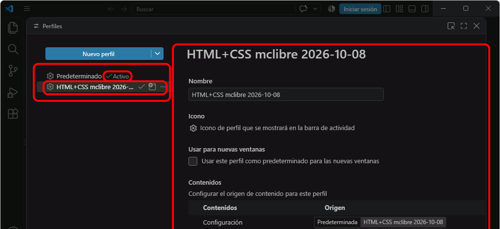 VSC. Importar perfil recomendado