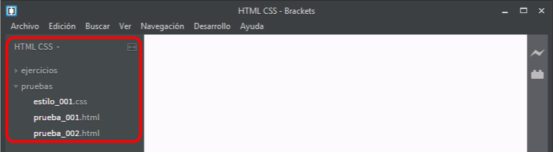 Brackets. Área de trabajo (no visible)