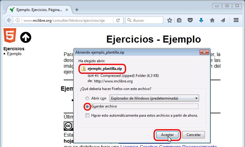 Descargar la página sin formatear