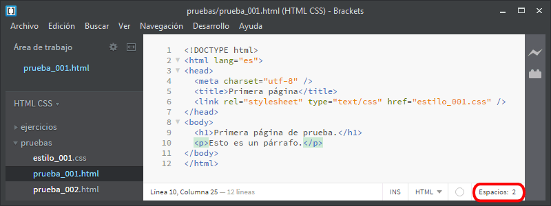 Brackets. Configuración