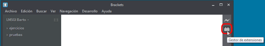 Brackets. Gestor de extensiones