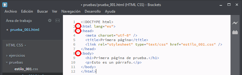 Brackets. Extensión Code Folding