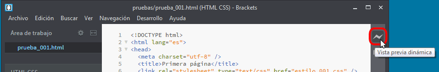 Brackets. Vista previa en vivo