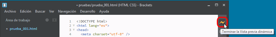 Brackets. Vista previa en vivo