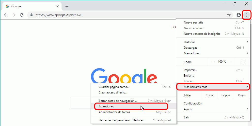 Chrome. Instalar extensiones