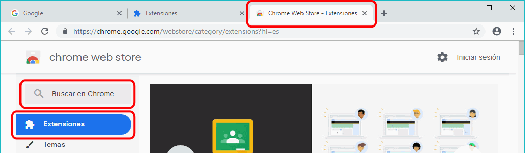 Chrome. Instalar extensiones