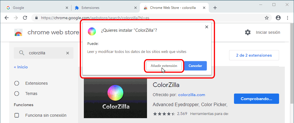 Chrome. Instalar extensiones