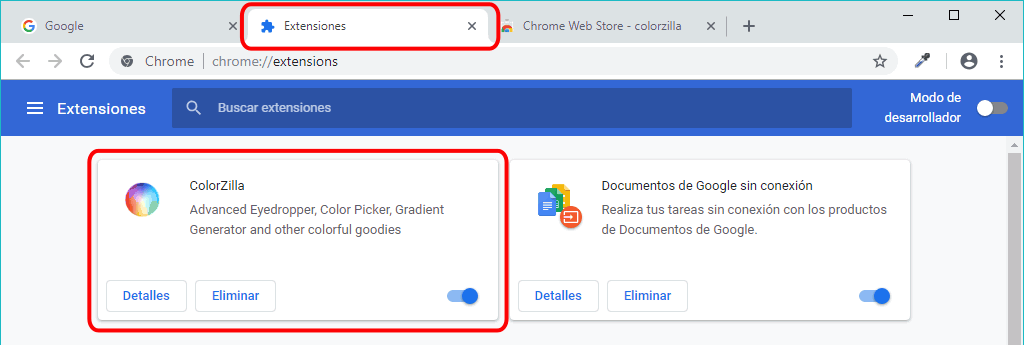 Chrome. Instalar extensiones