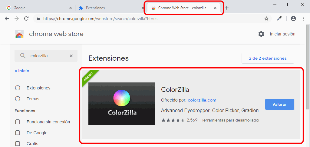 Chrome. Instalar extensiones