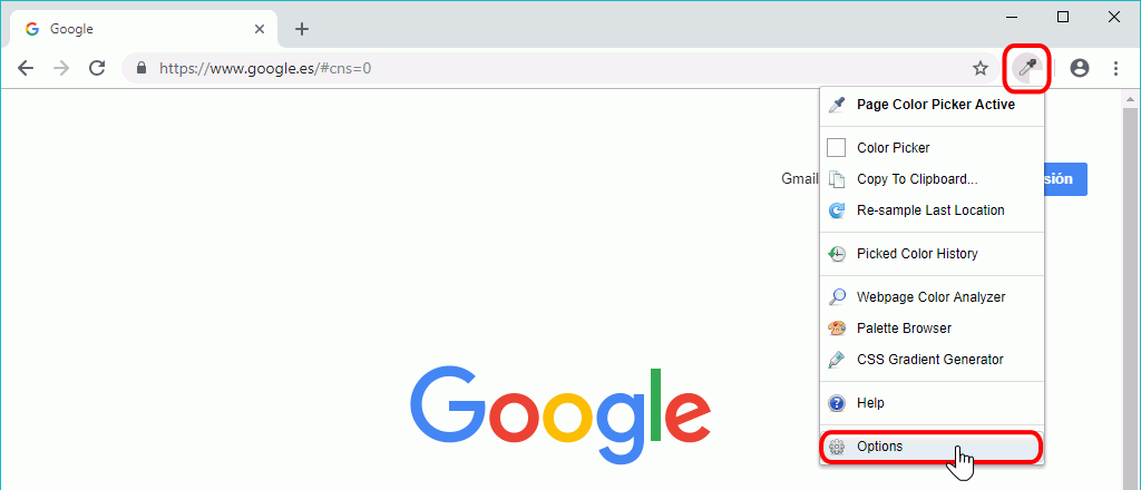 Chrome. Extensión ColorZilla