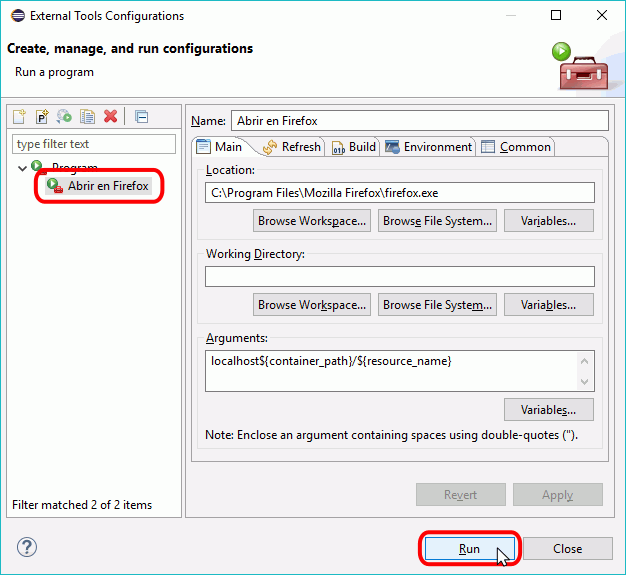 Eclipse PHP - Ejecutar un archivo HTML