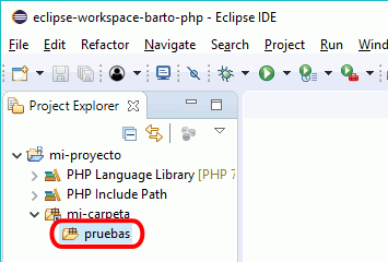 Eclipse PHP - Creación de carpeta no enlazada