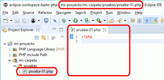 Eclipse PHP - Creación de archivo PHP