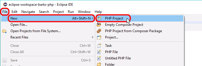 Eclipse PHP - Creación de nuevo proyecto