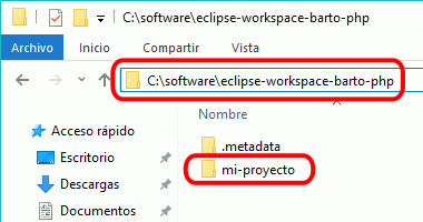 Eclipse PHP - Creación de nuevo proyecto