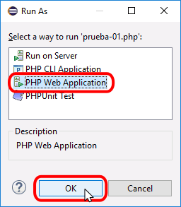 Eclipse PHP - Ejecutar un archivo PHP